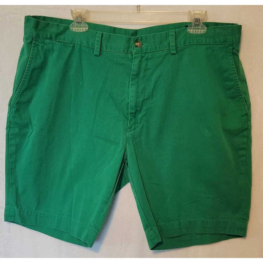 Polo Ralph Lauren Mens 38 9" Classic Fit Flat Front Green Cotton Chino Shorts